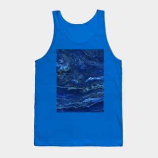 Navy Blue & Faux Gold Marble Acrylic Abstraction Tank Top